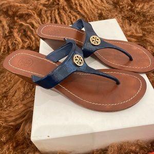 Tory Burch blue low wedge